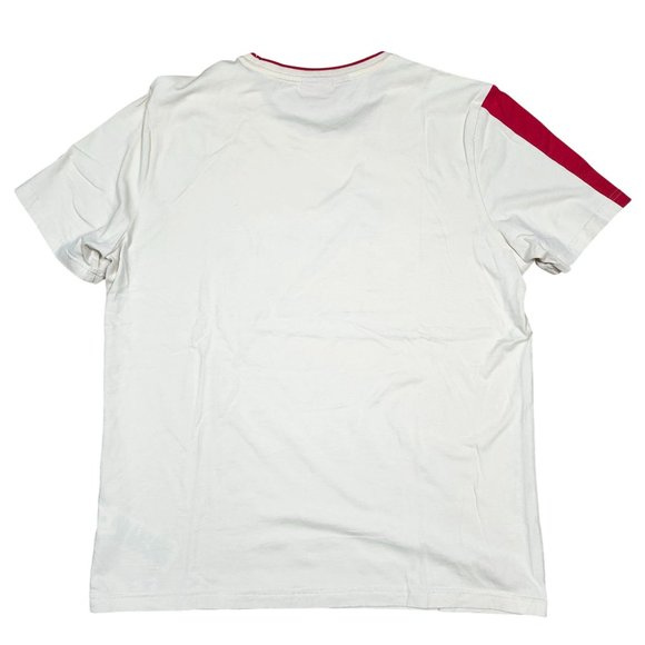 Puma Scuderia Ferrari Numero Uno Mens Lg T-Shirt Cream Checkered Racing Graphic - Picture 5 of 12